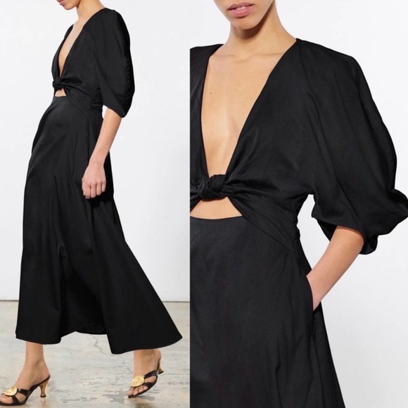 Mara Hoffman Leila Black Knotted Cutout Maxi Dress Size 6 - Picture 2 of 9